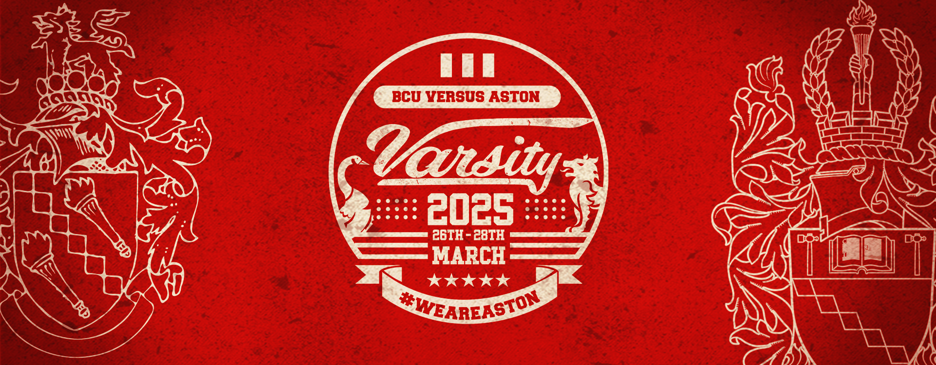 red smokey style banner saying Varsity happening 26th - 28th March